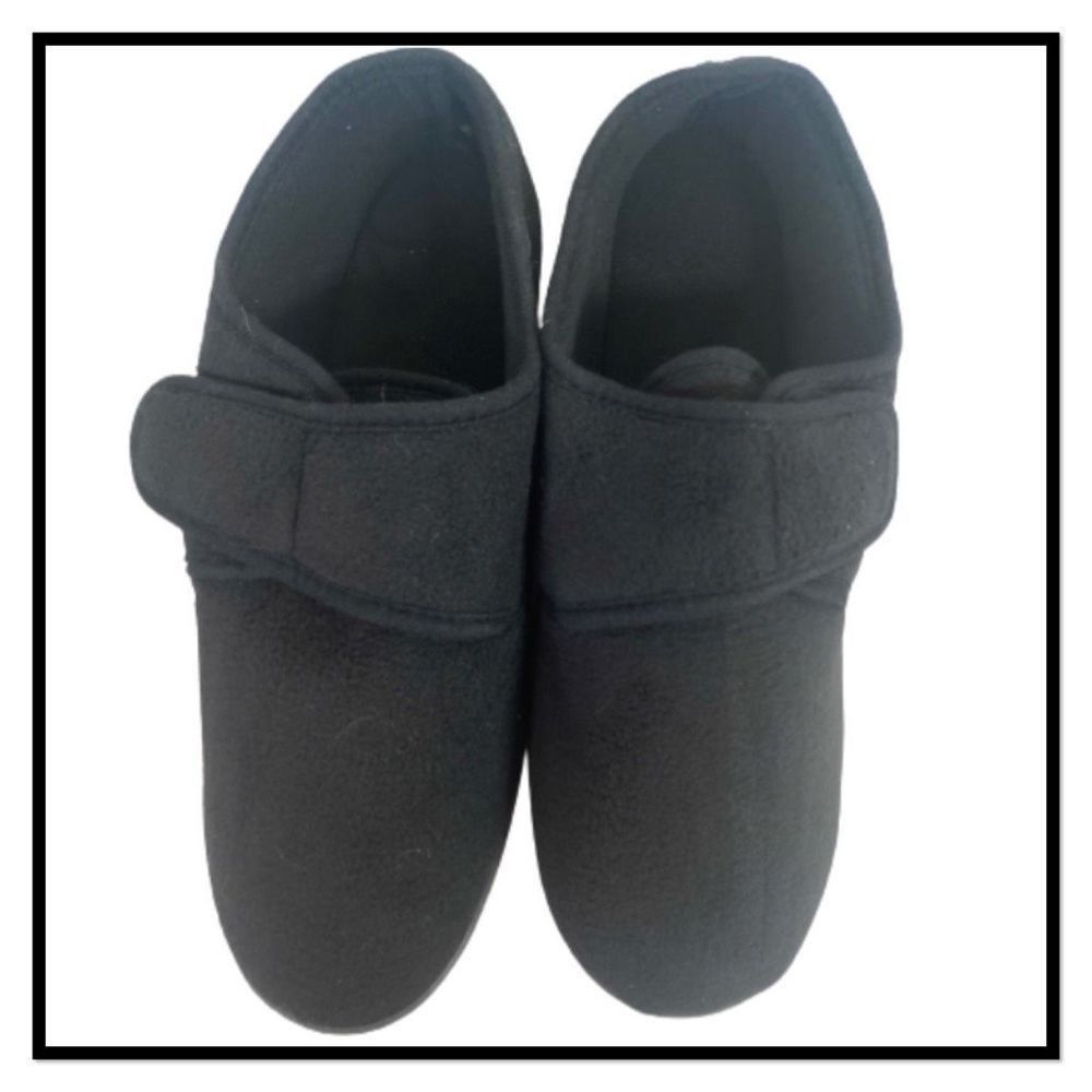 Kingsize Black Big & Tall Adjustable Strap Slippers